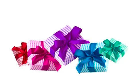 Colorful giftboxes isolated on white background Stock Illustration