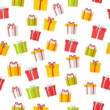 Colorful Giftboxes Vector Cartoon Seamless Pattern イラスト素材