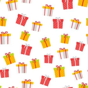 Colorful Giftboxes Vector Cartoon Seamless Pattern Illustrazione stock