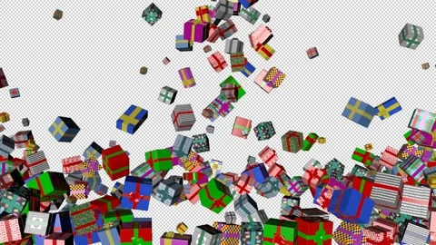 Colorful gifts falling - 3d render with alpha channel. Video stock 167534280