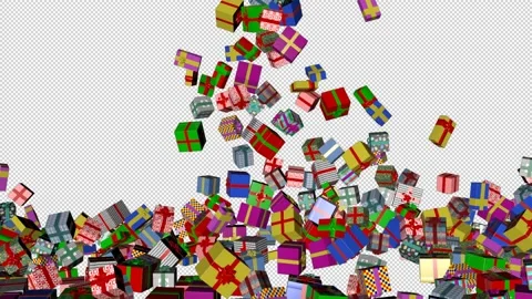 Colorful gifts falling - 3d render with alpha channel. Stock Footage 167534403