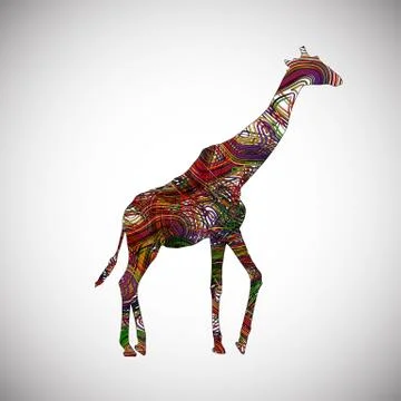 Colorful giraffe made by lines, vector illustration Stock Illustration