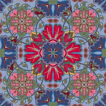 Colorful, glaze seamless pattern of mandalas. Vector oriental pattern on a Stock Illustration