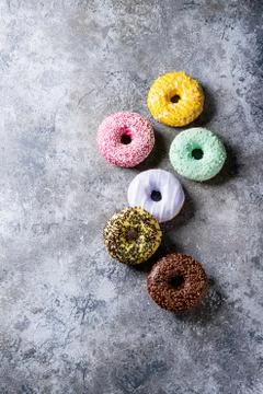 Colorful glazed donuts Stock Photos