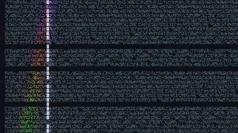 Colorful glitch art with text patterns and lines Stock Footage 340378089