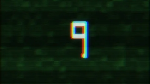 Colorful glitch countdown from 10 to 1 interference green background numbers Stock Footage 95267476