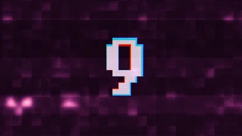 Colorful glitch countdown from 10 to 1 interference purple noise background Stock Footage 95268411