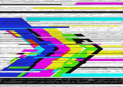 Colorful Glitch Effect with Horizontal Lines Stock Illustration