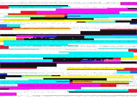 Colorful Glitch Effect with Horizontal Lines Stock Illustration