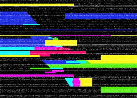 Colorful Glitch Effect with Horizontal Lines Stock Illustration