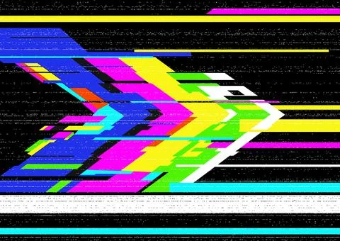 Colorful Glitch Effect with Horizontal Lines Stock Illustration