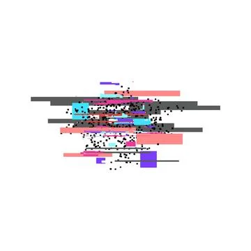 Colorful glitch screen elements, abstract digital pixels and noise glitch error Stock Illustration