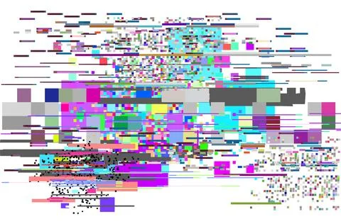 Colorful glitch screen elements vector background, abstract digital pixels and Stock Illustration