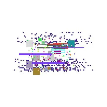 Colorful glitch screen elements vector screen, digital pixels and noise error Stock Illustration