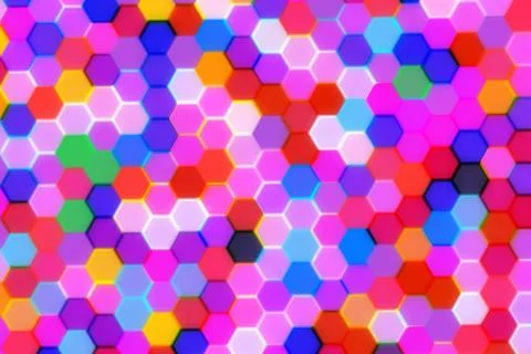 Colorful glitter hexagons pattern with shiny reflective surface Stock Illustration