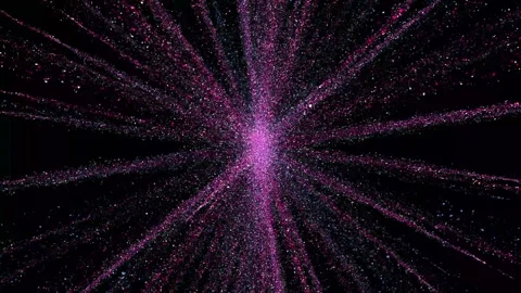 Colorful Glitter Particle Explosion with Radiating Spark Burst, Abstract Energy Stock Footage 336299558