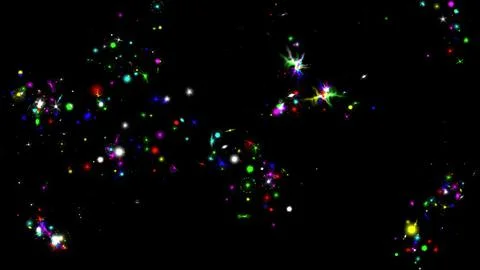 Colorful glitter particles with plain black background Stock Illustration