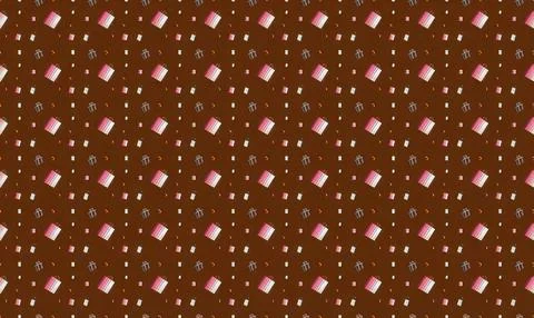 Colorful glitter pattern with pink and gold squares and dots Stock Illustration