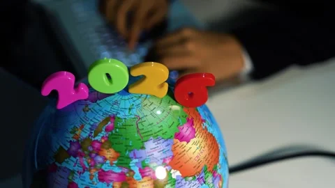 Colorful globe with 2026 for future planning, symbolizing future planning o.. Stock Footage 321937334