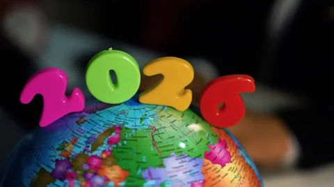 Colorful globe with 2026 for future planning, symbolizing future planning o.. Stock Footage 321937337