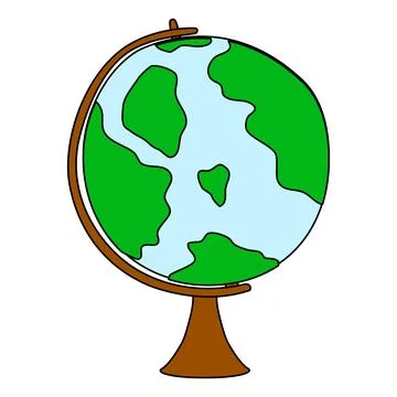 Colorful globe on stand, back to school concept, doodle style vector Stock Illustration
