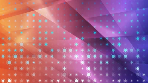 Colorful glossy abstract motion background with hexagonal elements pattern Stock Footage 294679680