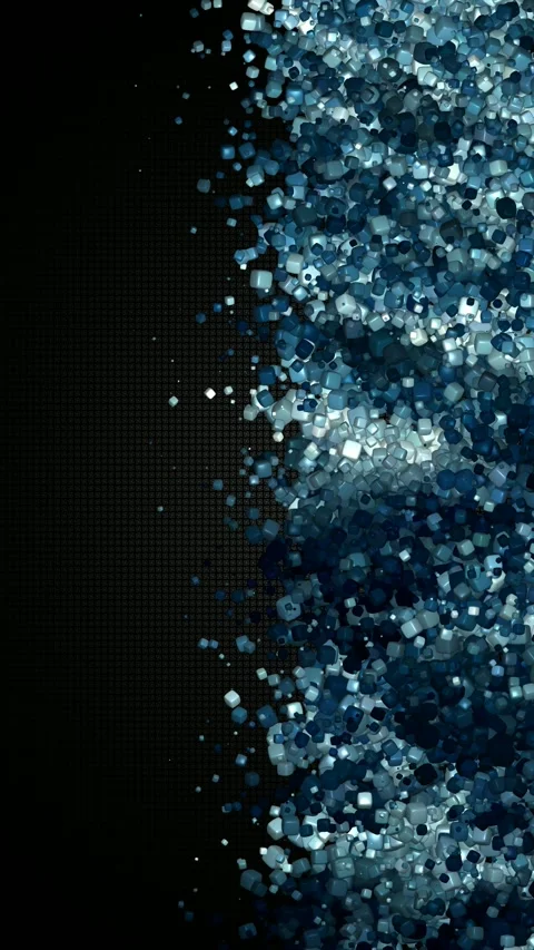 Colorful glossy cubes drifting sideways across a deep dark textured surface Vídeo Stock 322721619