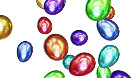 Colorful glossy Easter eggs falling from the top looping 3D animation with alpha Stock Footage 204853622