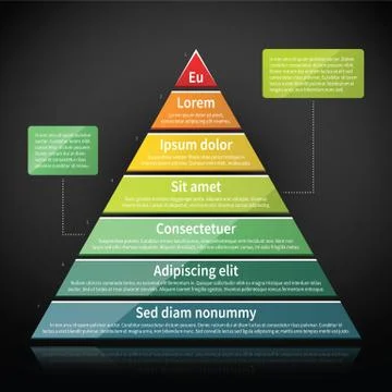 Colorful glossy pyramid chart. Useful for infographics and presentations. Stock Illustration