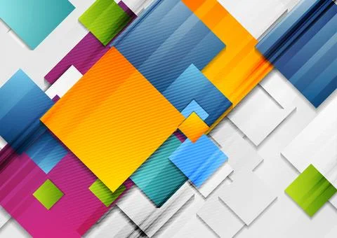 Colorful glossy squares abstract technology background Stock Illustration
