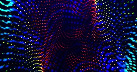 Colorful glowing dots in rainbow gradient creating wavy, abstract motion Stock Footage 312814783