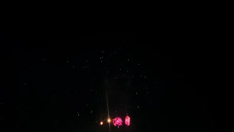 Colorful glowing fireworks exploding in a fun and festive display in the Stock Footage 245820594