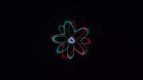 Colorful glowing flower shape with abstract lines in dark Stock Footage 338288941
