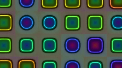 Colorful glowing geometric shapes in a pattern Stock Footage 340382324
