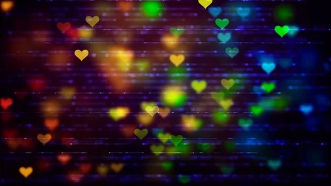 Colorful Glowing Hearts Loop Background Stock Footage 83416071