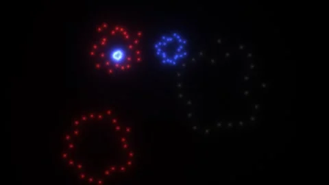 Colorful glowing lights move in the dark background Stock Footage 338019358