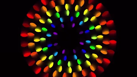 Colorful glowing mandala pattern rotating on black background. Stock Footage 342524924