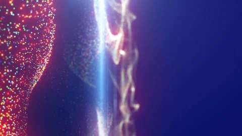Colorful glowing particles form flowing digital waves Stock Footage 339632859