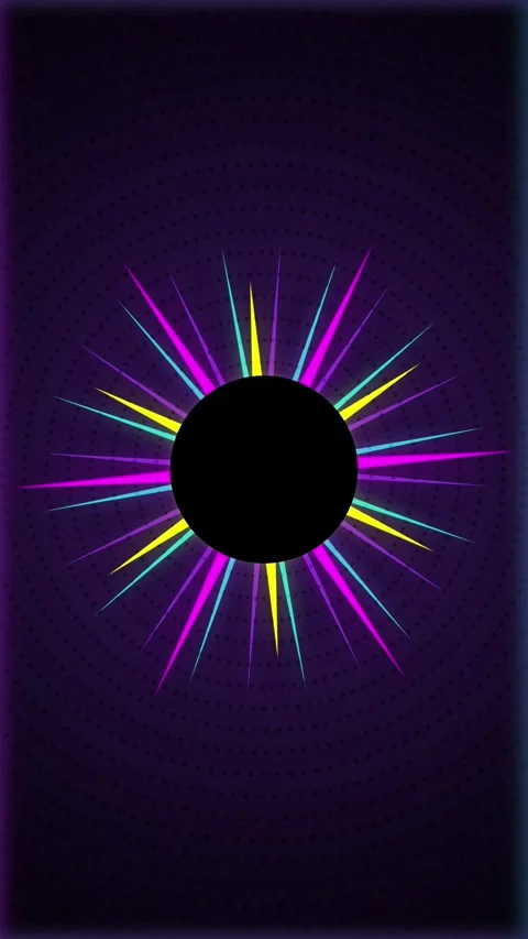Colorful glowing rays exploding central circle seamless loop motion Stockbeeldmateriaal 346934276