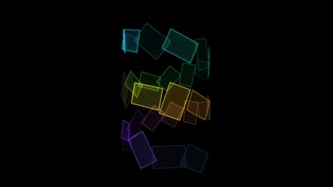 Colorful glowing rectangles rotate in a spiral Stock Footage 339677709