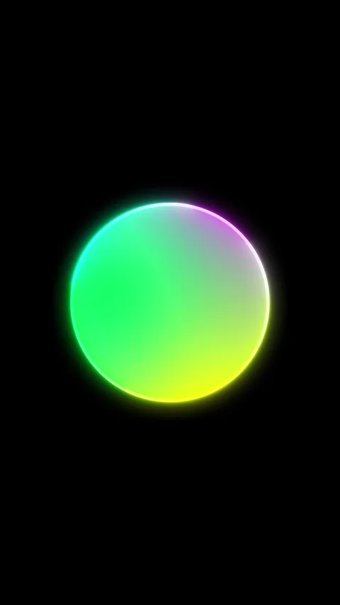 Colorful glowing sphere background with neon rim, soft gradient center, and blac Stock Footage 340552817