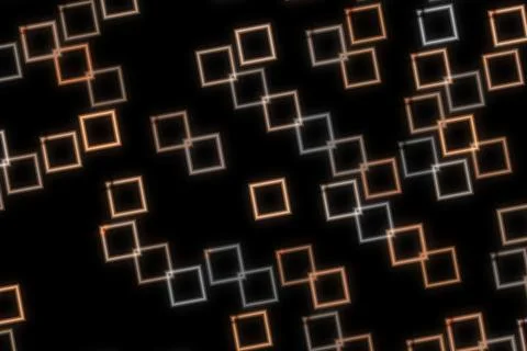 Colorful glowing square pattern on black background Illustrazione stock