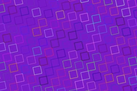 Colorful glowing square pattern on purple background Stock Illustration
