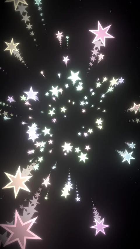 Colorful Glowing Stars Exploding and Flying Outward in Dark Space Stock Footage 337090611