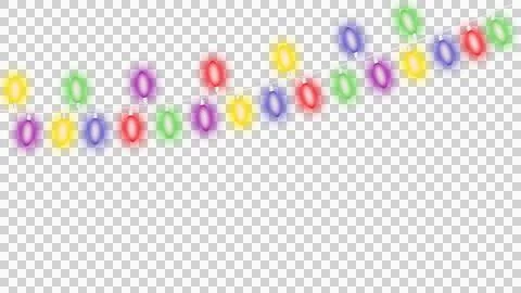 Colorful glowing string lights isolated on transparent background. Festive .. Stock Illustration
