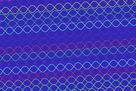 Colorful glowing wire mesh pattern on blue background Stockillustratie