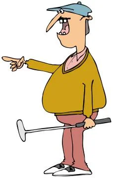 Colorful golfer holding a putter Stock Illustration