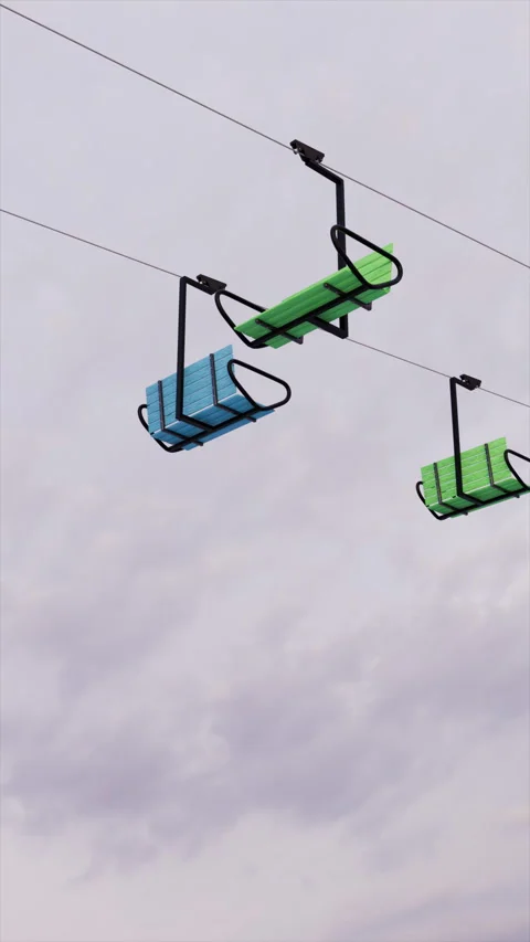 Colorful Gondolas Glide Through Cloudy Sky at Amusement Park Stock Footage 315669359