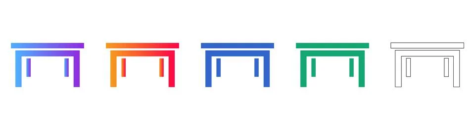 Colorful Gradient and Outline Table Icons Set Stock Illustration