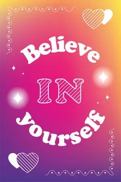 Colorful gradient background with motivational self love text Vector Illustrazione stock